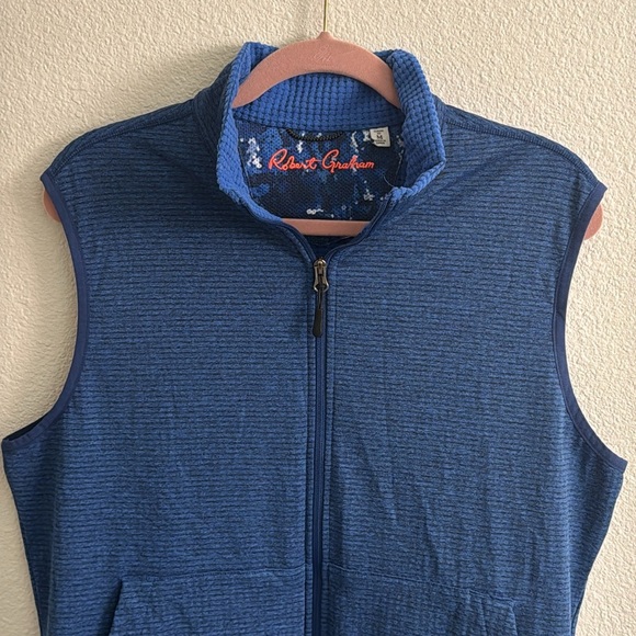 ROBERT GRAHAM Men’s Waffle Skull Embroidered Full Zip Fleece Vest - Picture 2 of 8